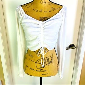 Hollister CropTop Medium Woman White long Sleeve Blouse Summer NWT